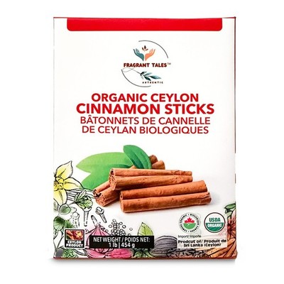 Premium Organic Ceylon Cinnamon Sticks - 1 LB (454g), USDA Certified, Non-GMO