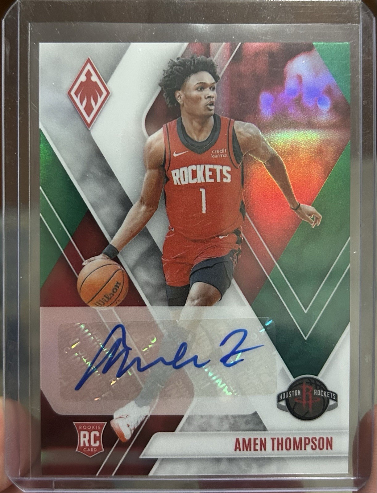 Amen Thompson #PRA-AMT Basketball Cards 2023 Panini Phoenix Rookie Autograph trading card — raw and PSA graded price guide