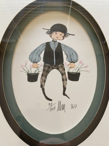 P. Buckley Moss Set SIGNED, NUMBERED prints Amish Boy & Girl Flowers Framed 1986 - Picture 5 of 14