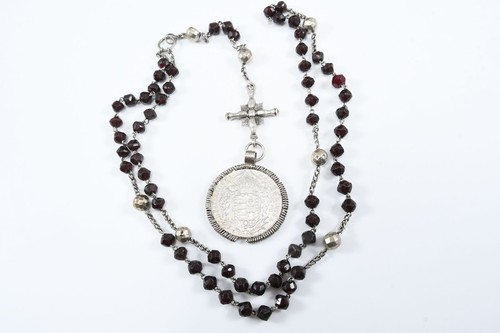 N70P44- Alter Rosenkranz mit Taler Anhänger