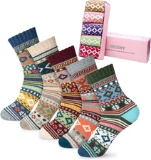 Warm Socks for Women Cozy Fuzzy Winter Socks Cotton Soft Crew Christmas Gifts 