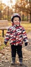 Tommy Hilfiger Toddler Camo Puffer Jacket Polyester 24M Red Blue Tan White