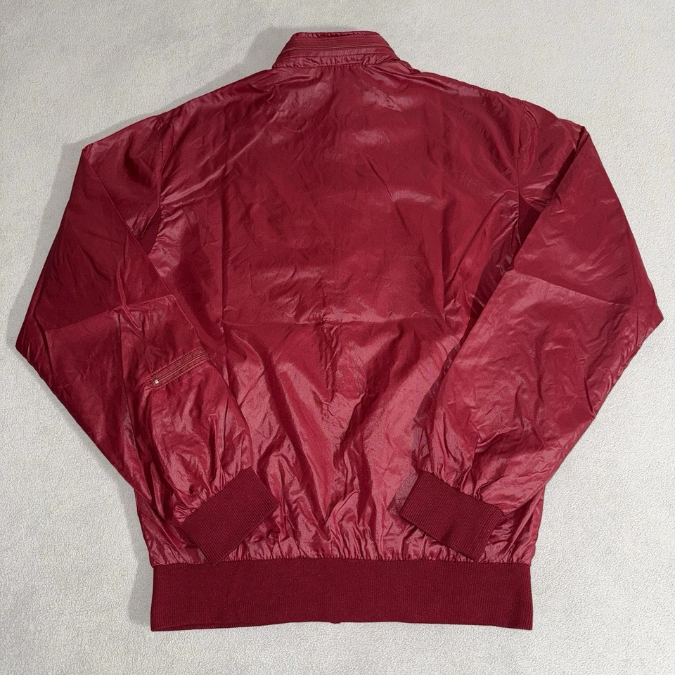 Vintage IZOD Lacoste Windbreaker Bomber Nylon Jacket Small Burgundy Preppy 80s - Image 2 of 4