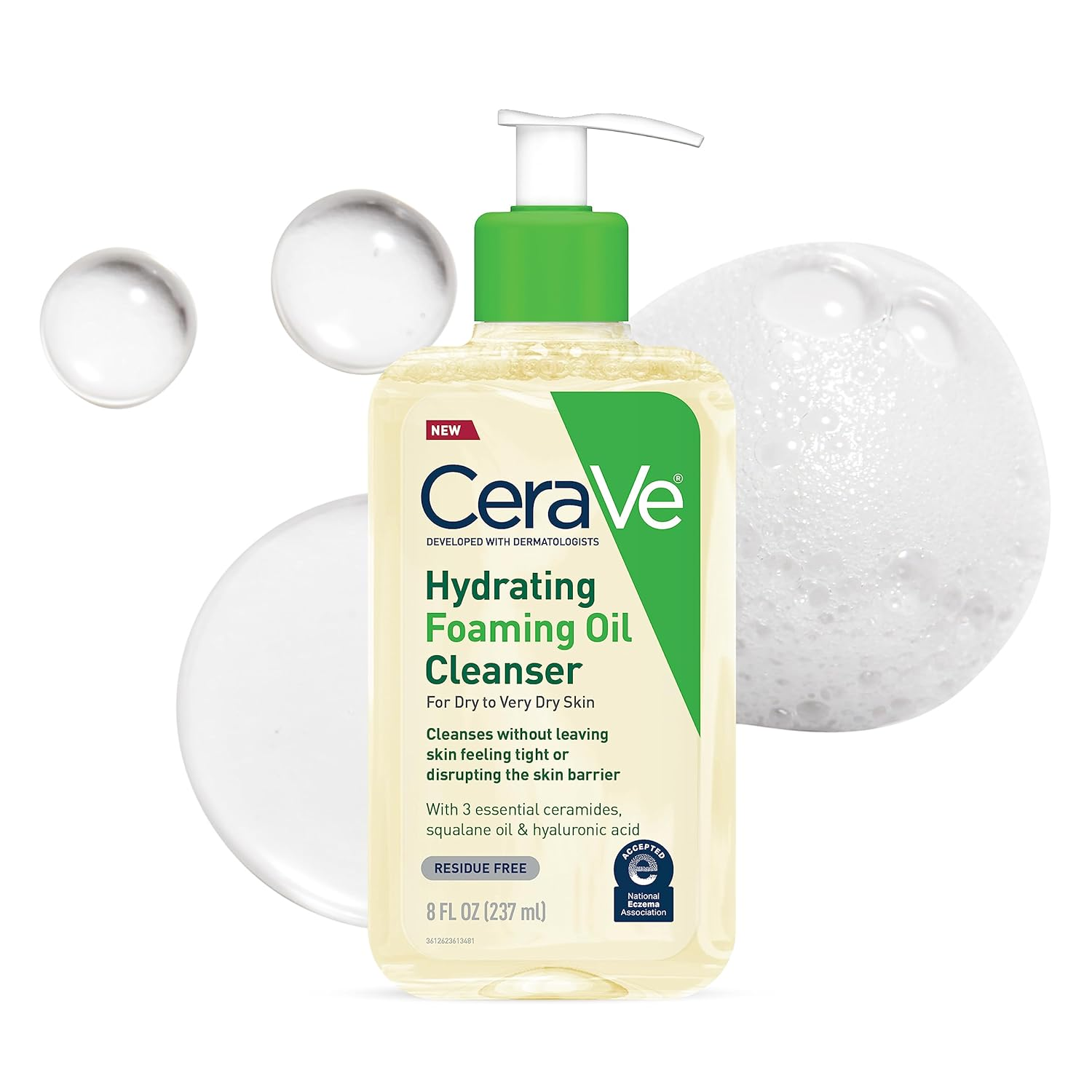 Hydrating Foaming Oil Cleanser, Moisturizing Cleanser for Face & Body, Squalane