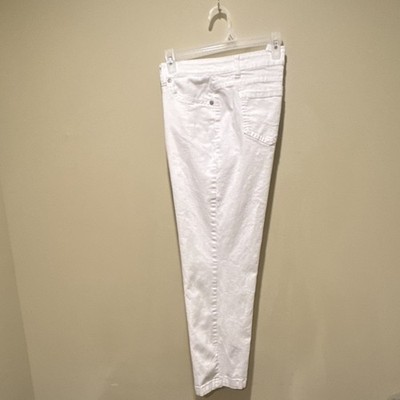 Code Bleu Straight White Denim Jeans Solid 5-Pocket Button Zip Women