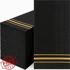 ysuwekslu 100 Pcs Black Gold Napkins Party