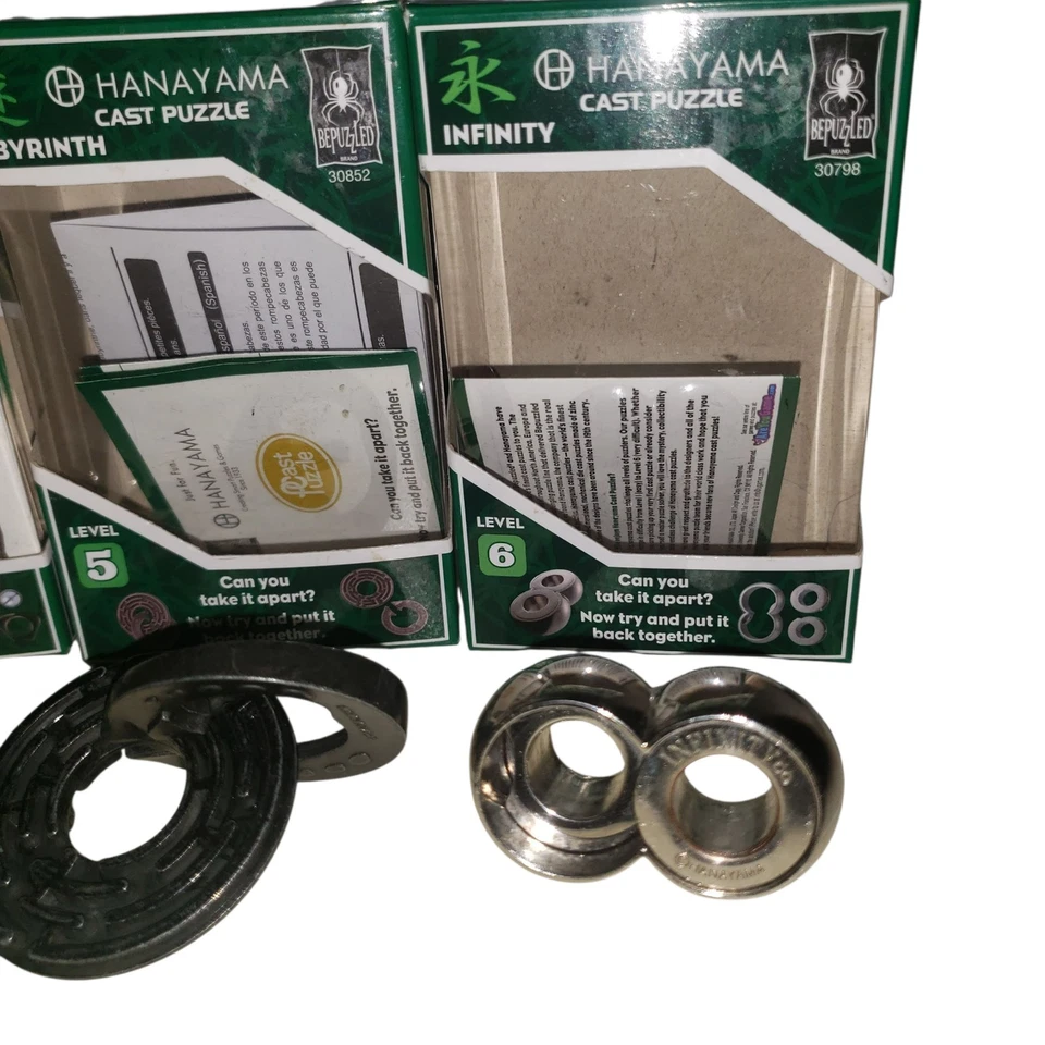 Lote de 4 rompecabezas Hanayama Cast nivel 4-6 OVNI, esfera, laberinto e infinito Foto 4 de 4