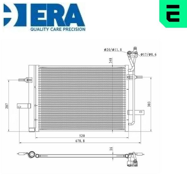 ERA 667434 Kondensator FüR Klimaanlage Kondensator Klimaanlage FüR Opel-image