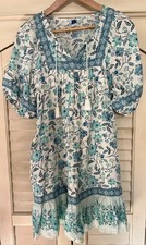 Old Navy Puff Sleeve Floral Peasant Dress Boho Blue Women's - Size Small