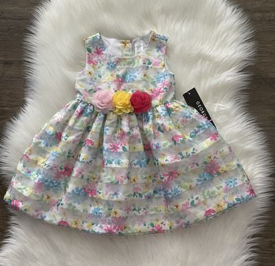 George Girls 2T Floral Fit & Flare Dress Multicolor Sleeveless Bow Knee Length
