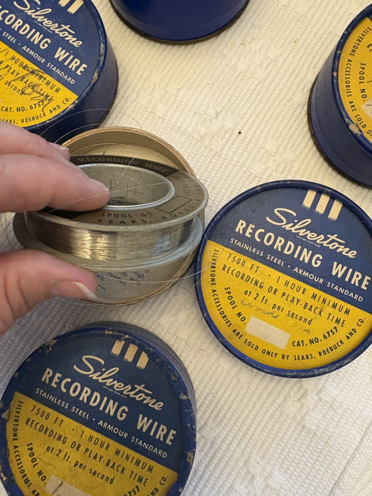 Wire Spool Top Lot 7 Vintage Silvertone 6757 Recording Wire Spools Sears Roebuck 7500 ...