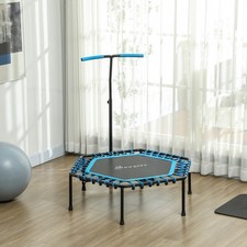 45in Rebounder Trampoline Quiet Bungee LED Lights Adjustable Handle Blue