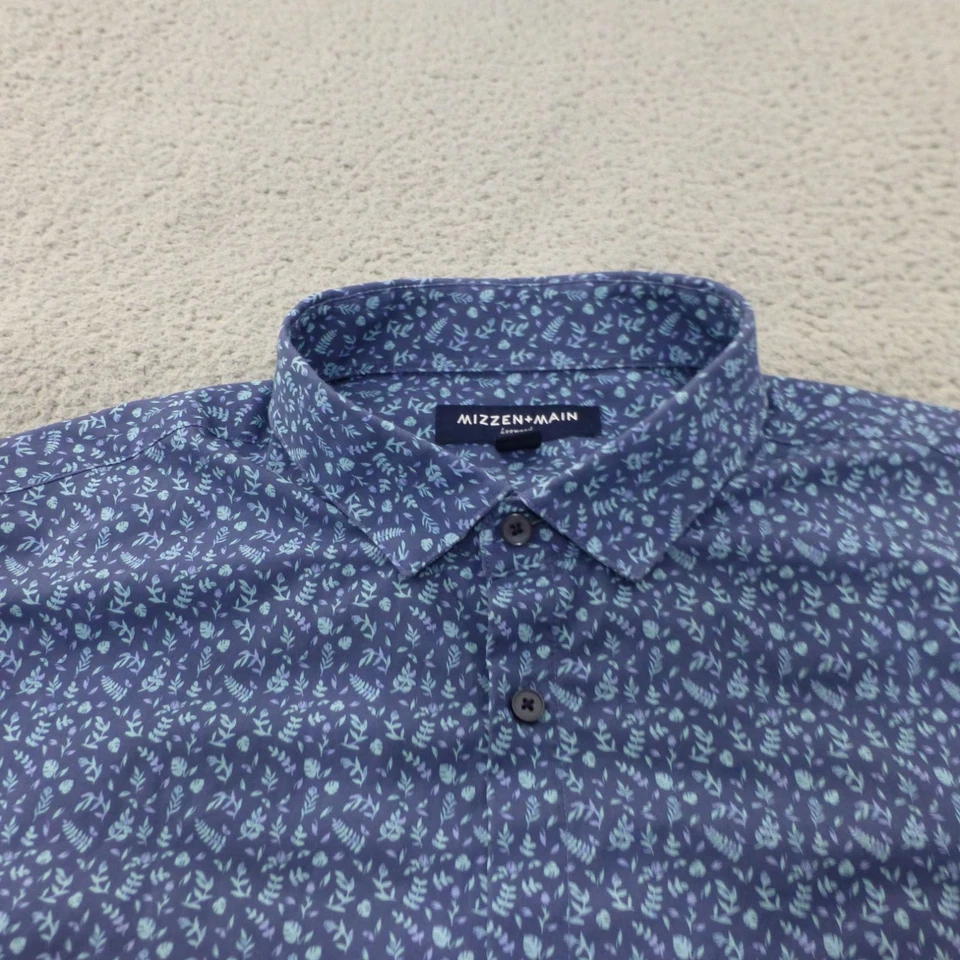 Mizzen Main Shirt Mens XXL Button Up Leeward Blue Stretch Performance Floral AOP - Image 3 of 4