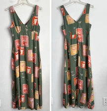 Paper Heart Maxi Tank Dress S Anthropologie Martini Cocktails Green Party NEW