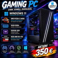 Gaming PC,PC Win 11,AMD Ryzen 5 3400g,16GB DDR4,500SSD,4GB RX470