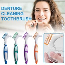 Denture Brush Cleaner Toothbrush Double Sided Cleaning Brushes False Teeth