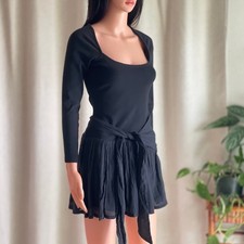 NWT Free People Free-est Lexi Drop-Waist Mini Dress Black Long Sleeve Size S