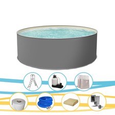 Stahlwandpool EDITION GRAU  rund 350x120cm Pool Folie sand Filter Komplettset 4
