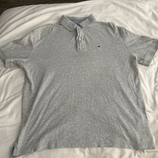 Tommy Hilfiger Gray Polo Shirt Men's Short Sleeve Collared Logo Button Accent