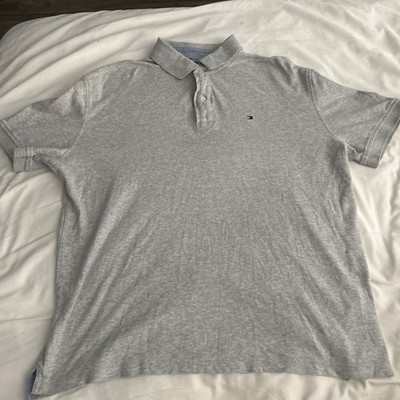 Tommy Hilfiger Gray Polo Shirt Men's Short Sleeve Collared Logo Button Accent
