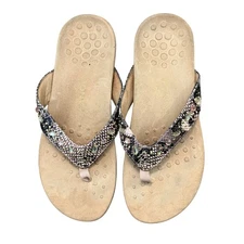 Vionic Lucia Women's Thong Sandals Wide Snakeskin Embellished Flip Flops Size 11