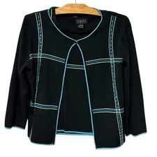 Finity | Cardigan and Tank Top 3/4 Sleeves Black Blue Beads- Size Large