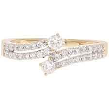 0.46 Carat Two-Stone Diamond 14 Karat Yellow Gold Ring