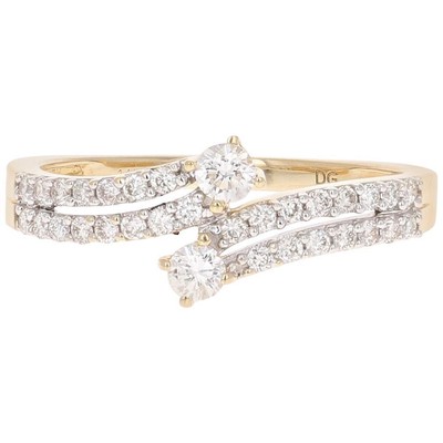 Ring 0,46 Karat Zweistein Diamant 14 Karat Gelbgold