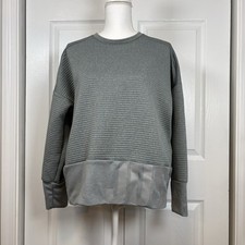 Nike Dri-FIT Gray Oversized Ribbed Sweatshirt Women s M Front Pocket Athleisure