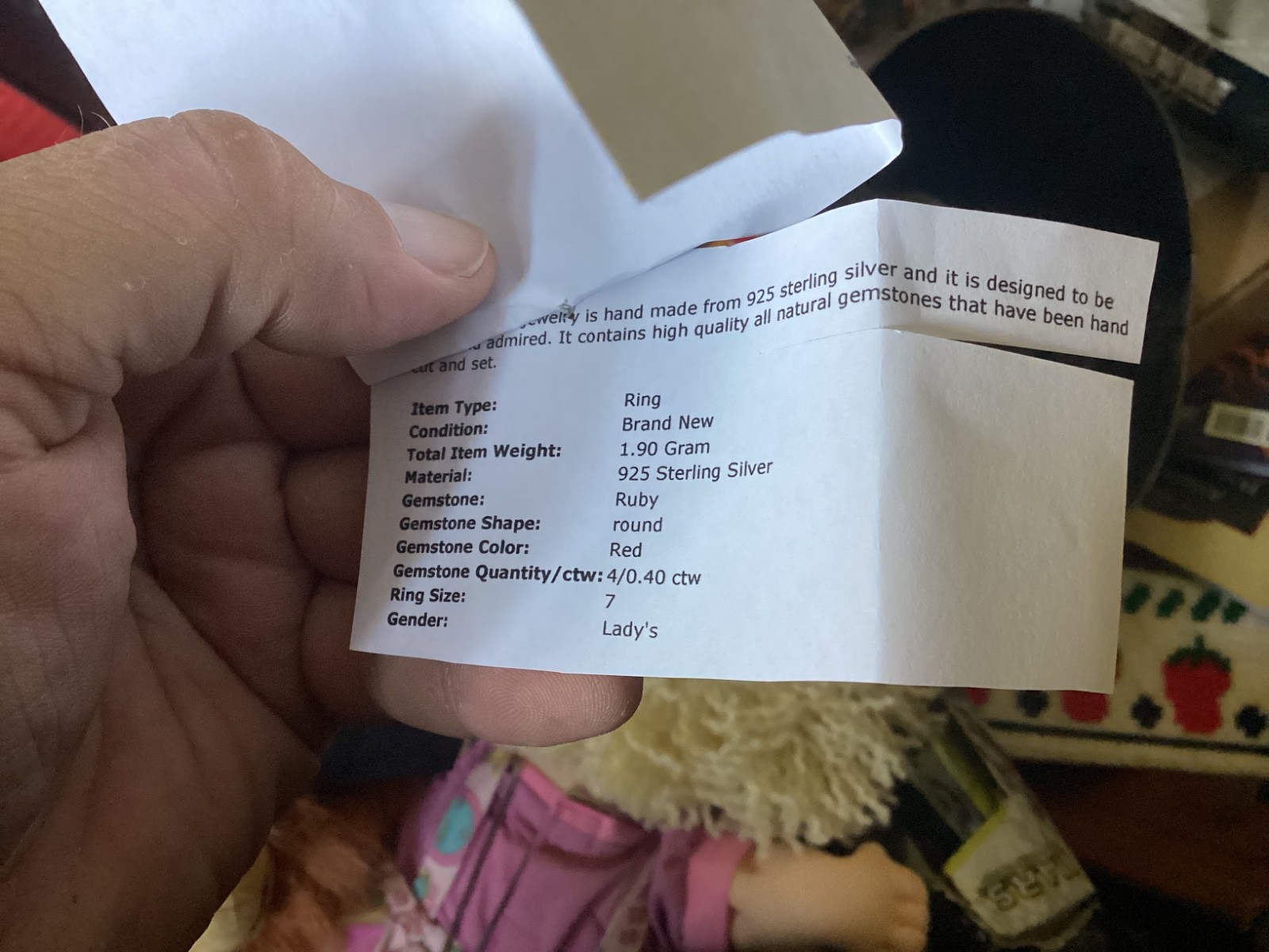 .925 Sterling Silver Ruby Ring size 7:0.40ctw - image 5