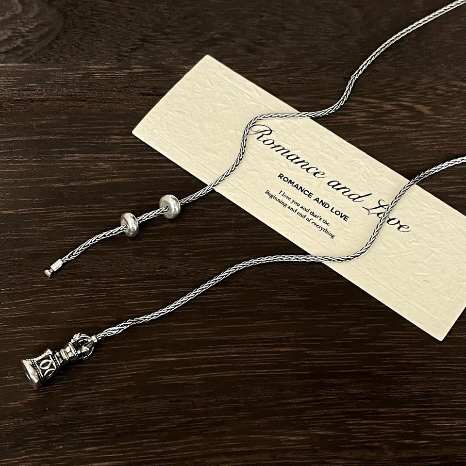 Collar Vikingo Unisex Tejido Artesanal Cola de Zorro Cadena S925 Plata Estilo Tailandés Bali Foto 3 de 4