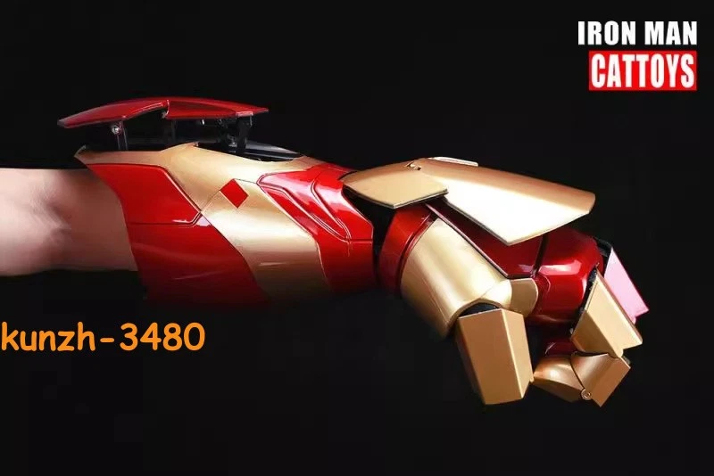 Halloween 1/1 Vengadores Iron Man MK42 Armadura Mano Brazo LED Guantes Voz Juegos con disfraces Juguete Foto 3 de 4