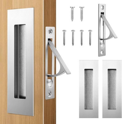 HBL' Pocket Door Hardware Set   2 Recessed Flush Finger Pulls & 1 Edge Pull M...