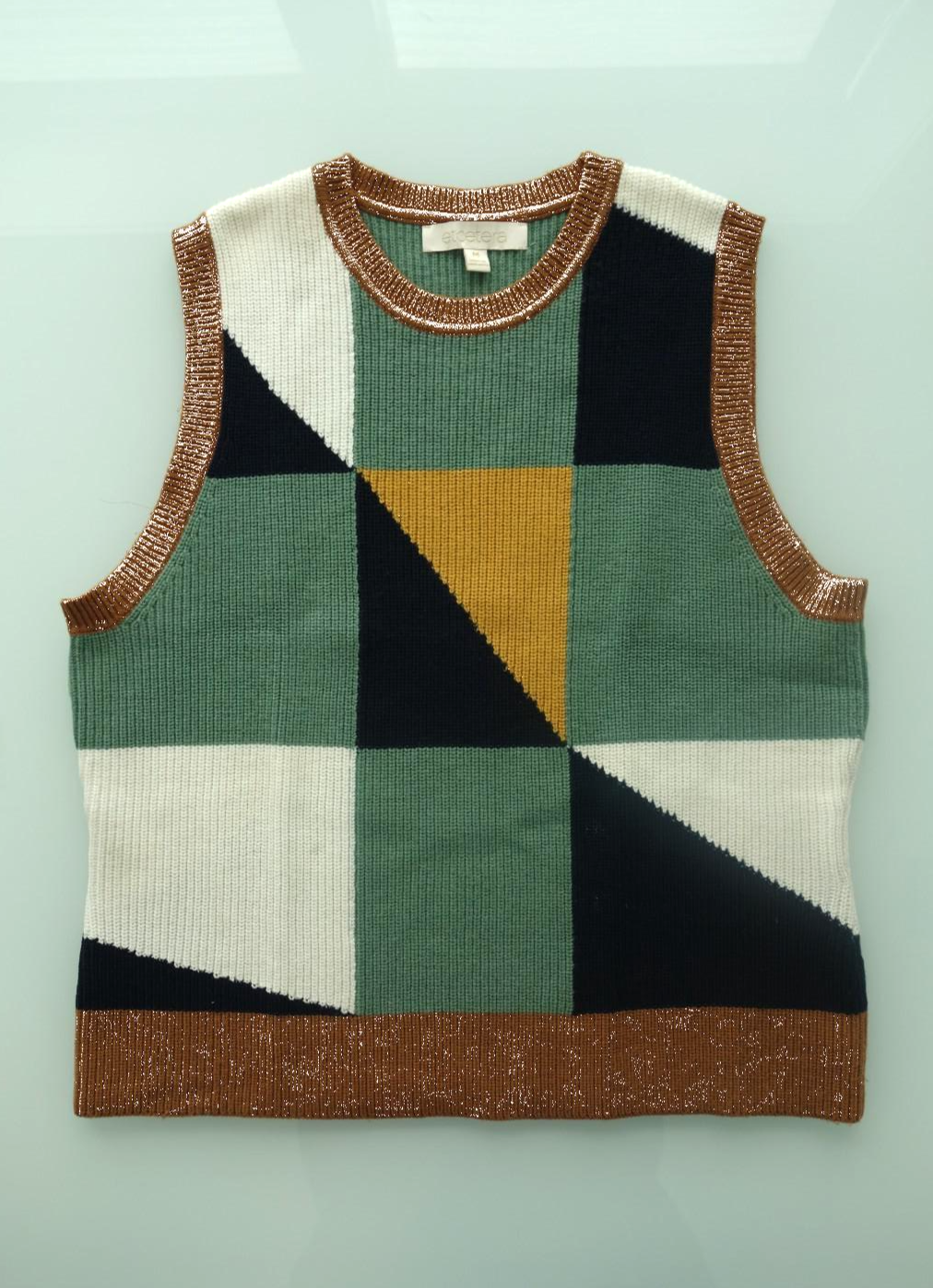 ETCETERA Womans Knitted Vest Color Block Sleeveless Sweater - Size M