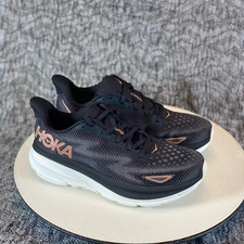 HOKA Clifton 9 Running Shoes Women's Size 10 Black / Rose Gold