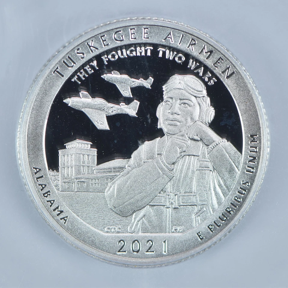 2021-S Washington Quarter ATB Tuskegee Airmen Limited Edition PR70 ICG *9208 - Image 3 of 4