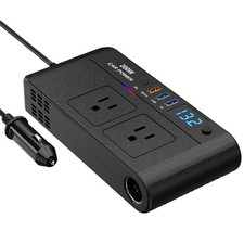 200W 12V Car Power Inverter DC12V to AC110V with 2 Outlets 1 TypeC 3 USB Port