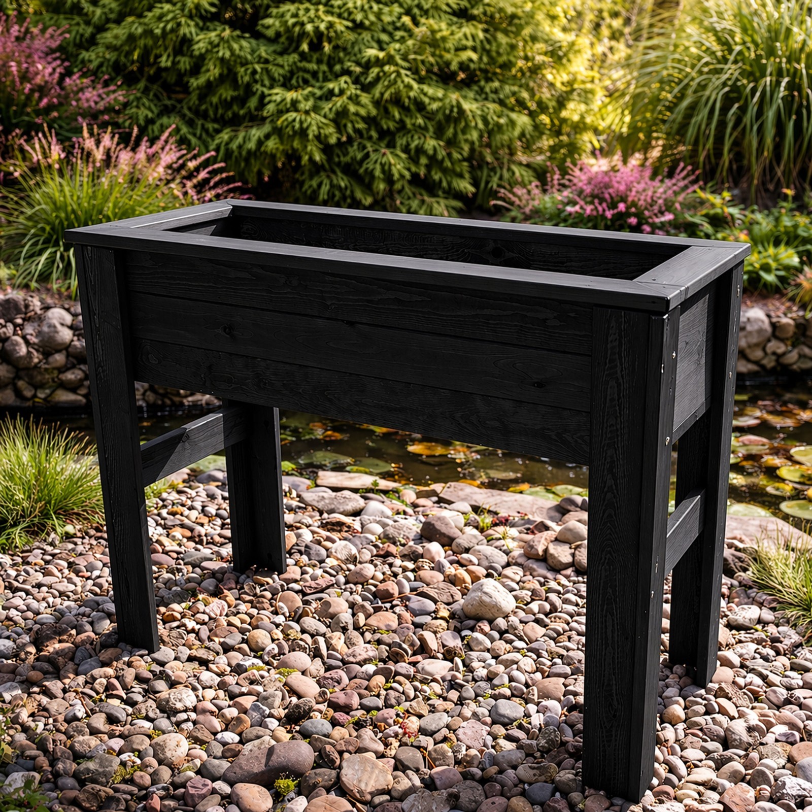 Heavy Duty Raised Garden Planter on Legs Wooden Trough Bed Herb Vegetable Box