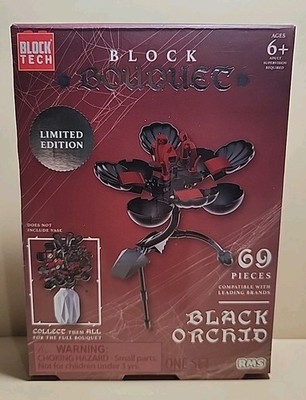 Block Tech Block Bouquet BLACK ORCHID 69 Piece Build Set Limited Edition Ages 6+