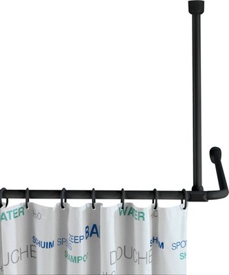 Wenko Deckenstütze Duschstange Schwarz 57cm Deckenhalterung Aluminium Matt