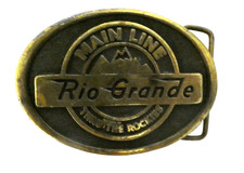 Main Line Rio Grande Thru the Rockies Brass Belt Buckle