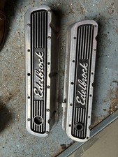 Vintage Edelbrock Sbf Valve Covers Finned Aluminum Elite Series 289 302 351w
