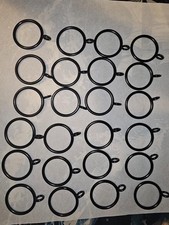 Metal Curtain Rings With Eyelets Drapery Hook Pin Inner 1.25" Drapery Black
