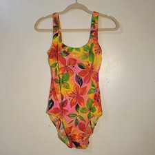 Vintage Longitude Women's 10 Bight Colors Hibiscus Floral One-Piece Swimsuit