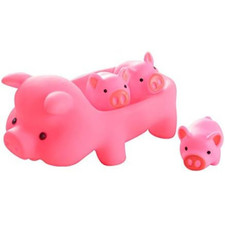 Baby Bath Toys 4Pcs Rubber Pink Pig Family Squeak Float Bath Ducks Bath Tub Show