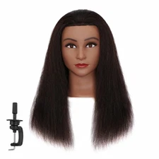 100% Human Hair Mannequin Head Hairdresser Manikin Training Cosmetology Doll