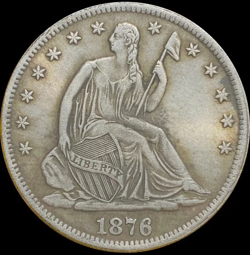 1876-CC U.S. SEATED LIBERTY SILVER HALF DOLLAR 50c COIN (XF-Extra Fine)