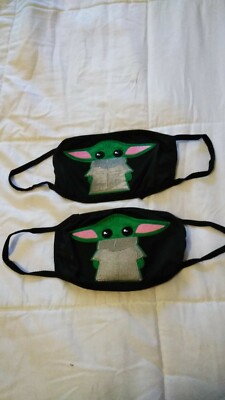Baby Yoda Jedi 2pk Mandalorian Embroidered Unisex Hand Made Face Mask + PM2.5