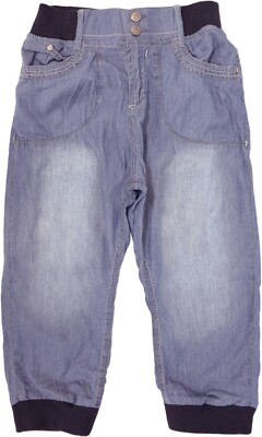 Mädchen Pull On Jeans jeansblau mit weichem Rippbund und Rippknöchel Kinder Kinder