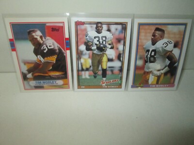 LOT OF 3 TIM WORLEY 1980s 90s Cards Rookie #44T 291 433 PITTSBURGH STEELERS RB M